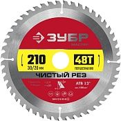 диск пильный по дереву зубр чистый рез 210х30/20мм, 48t в магазине Евротек Диск пильный по дереву ЗУБР Чистый рез 210х30/20мм, 48T